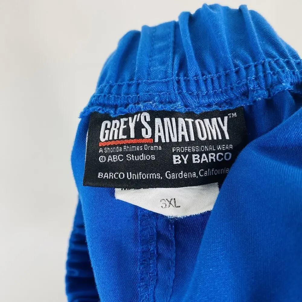 Grey's Anatomy Barco Size 3XL Riley 5-Pocket Scrub Pants Royal Blue 4232